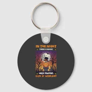 Nacht Halloween Pompoen Hoed Maan Kerkhof Sleutelhanger