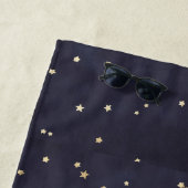 Nacht hemel en gouden sterren minimalistisch monog strandlaken (In situ)