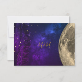 Nacht Hemel Maan Paarse Gouden Monogram RSVP Kaartje