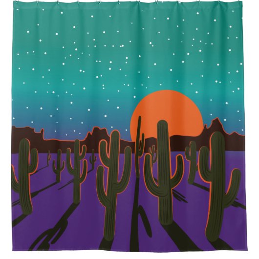 Nacht in Arizona Desert Saguaro Cactus Douchegordijn (Voorkant)