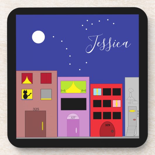 Nacht in de stad bier onderzetter (Voorkant)