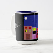 Nacht in de Stad: Tweekleurige Koffiemok (Voorkant links)