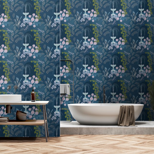Nacht in een tuin behang (Badkamer)