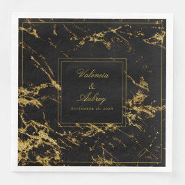Nacht in graniet en gouden bruiloft 8 inch servet