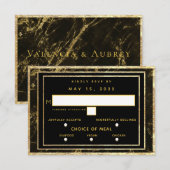 Nacht in graniet Gold Wedding 3 maaltijdkeuze RSVP Kaartje (Voorkant / Achterkant)