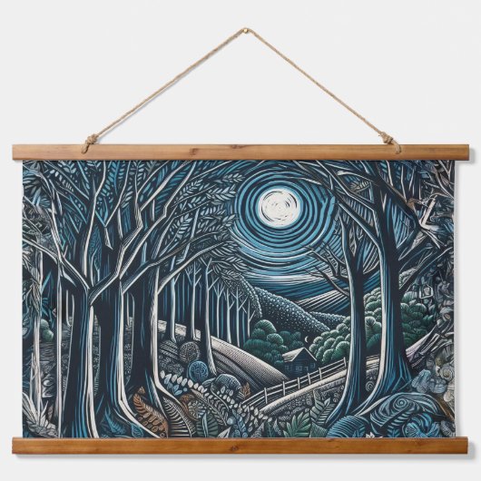 Nacht in het Hout Hangend Wandkleed (Voorkant)