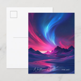 Nacht in het noorderlicht Finland Reizen Briefkaart