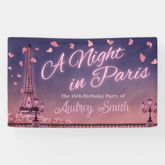 Nacht in Parijs - Birthday Spandoek (Horizontaal)