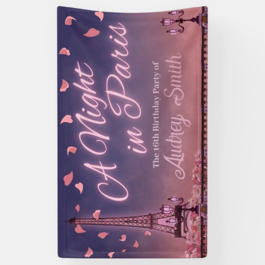 Nacht in Parijs - Birthday Spandoek (Verticaal)