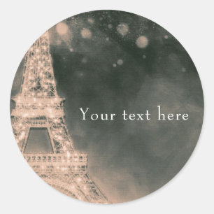 Nacht in Parijs Eiffeltoren & Lichten Elegant Favo Ronde Sticker