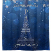 Nacht in Parijs onder de sterren Whimsical Starry Douchegordijn (Voorkant)