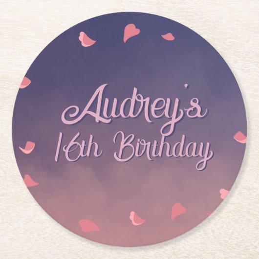 Nacht in Parijs Verjaardag Ronde Kartonnen Onderzetter (Voorkant)