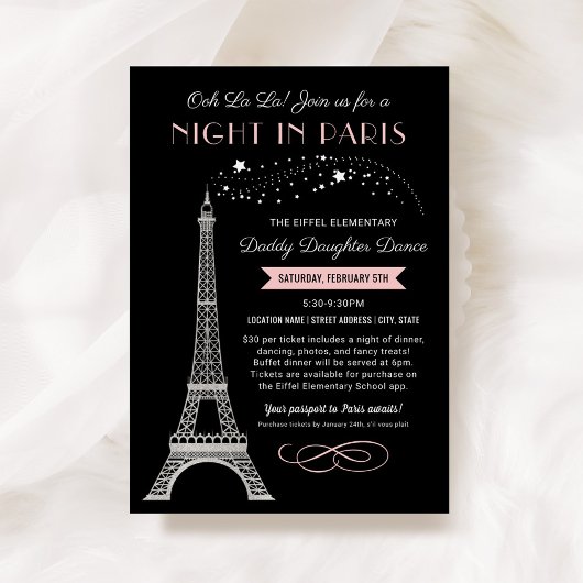 Nacht in Paris Eiffel Tower Dad Daughter Dance Kaart