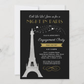 Nacht in Paris Eiffel Tower Gold Engagement Party Kaart (Voorkant)