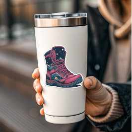 Nacht Kamperen Roze Wandelstiefel Sticker | Uitges