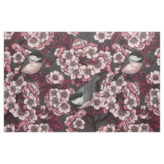 Nacht kersen tuin stof (Fat Quarter)
