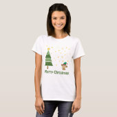 Nacht kerstscène met Cute Monkey T-shirt (Voorkant volledig)