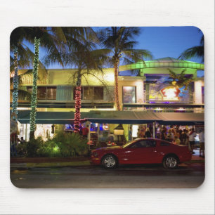 Nacht leven op Ocean Drive, South Beach, Miami Muismat