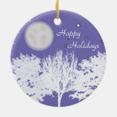 Nacht maan en sterren bomen silhouette art keramisch ornament (Achterkant)