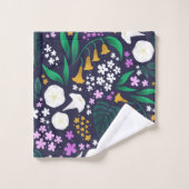 Nacht Maan Tuin Bloemen Botanisch Patroon Bad Handdoek (Wasdoekje)