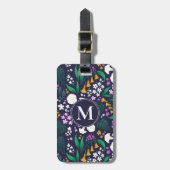 Nacht Maan Tuin Bloemen Botanisch Patroon Bagagelabel (Voorkant verticaal)