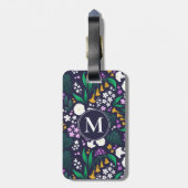 Nacht Maan Tuin Bloemen Botanisch Patroon Bagagelabel (Achterkant verticaal)