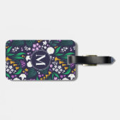 Nacht Maan Tuin Bloemen Botanisch Patroon Bagagelabel (Achterkant horizontaal)