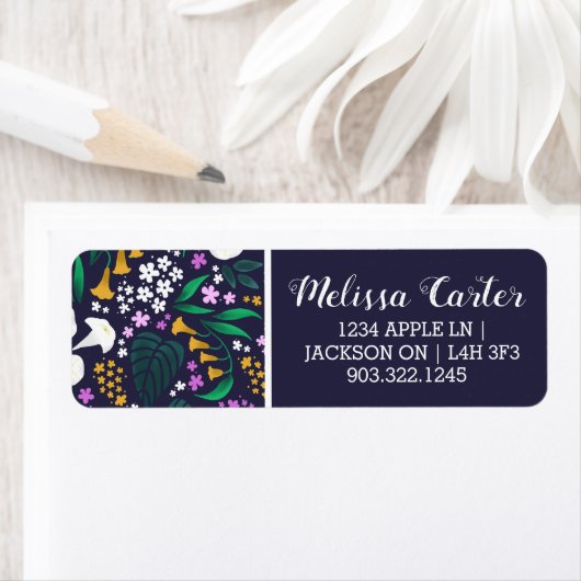 Nacht Maan Tuin Bloemen Botanisch Patroon Etiket (Insitu)