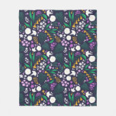 Nacht Maan Tuin Bloemen Botanisch Patroon Fleece Deken (Voorkant)