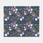Nacht Maan Tuin Bloemen Botanisch Patroon Fleece Deken (Voorkant (Horizontaal))