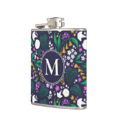 Nacht Maan Tuin Bloemen Botanisch Patroon Heupfles (Links)