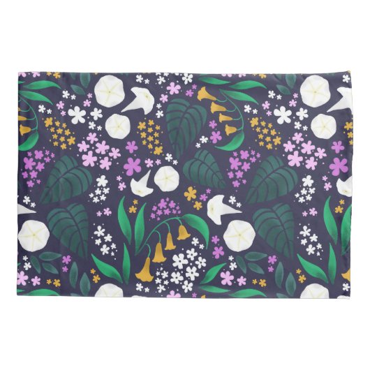 Nacht Maan Tuin Bloemen Botanisch Patroon Kussensloop (Achterkant)