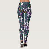 Nacht Maan Tuin Bloemen Botanisch Patroon Leggings (Achterkant)