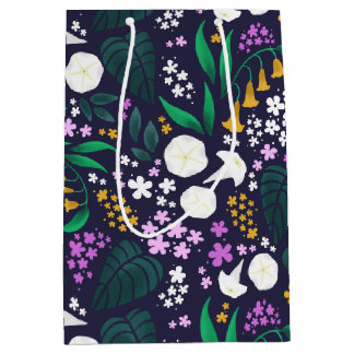 Nacht Maan Tuin Bloemen Botanisch Patroon Medium Cadeauzakje