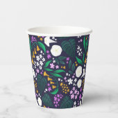 Nacht Maan Tuin Bloemen Botanisch Patroon Papieren Bekers (Achterkant)