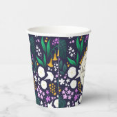 Nacht Maan Tuin Bloemen Botanisch Patroon Papieren Bekers (Rechts)