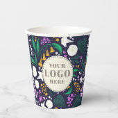 Nacht Maan Tuin Bloemen Botanisch Patroon Papieren Bekers (Voorkant)