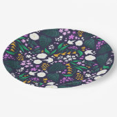 Nacht Maan Tuin Bloemen Botanisch Patroon Papieren Bordje (Gekanteld)