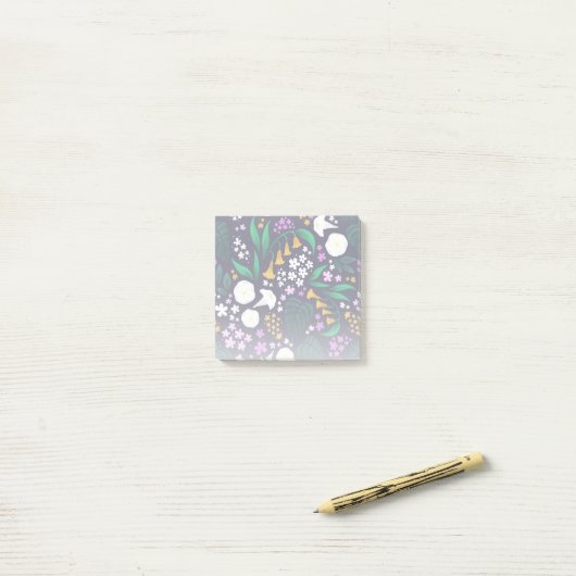 Nacht Maan Tuin Bloemen Botanisch Patroon Post-it® Notes (Op bureau)