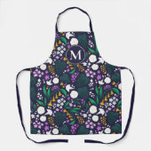 Nacht Maan Tuin Bloemen Botanisch Patroon Schort (Voorkant)