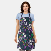 Nacht Maan Tuin Bloemen Botanisch Patroon Schort (Gedragen)