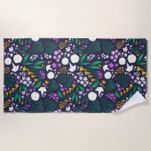 Nacht Maan Tuin Bloemen Botanisch Patroon Strandlaken (Voorkant)