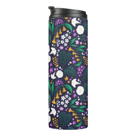 Nacht Maan Tuin Bloemen Botanisch Patroon Thermosbeker (Geroteerd rechts)