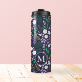 Nacht Maan Tuin Bloemen Botanisch Patroon Thermosbeker