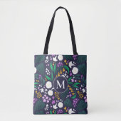 Nacht Maan Tuin Bloemen Botanisch Patroon Tote Bag (Voorkant)