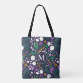 Nacht Maan Tuin Bloemen Botanisch Patroon Tote Bag (Achterkant)