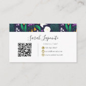 Nacht Maan Tuin Bloemen Botanisch Patroon Visitekaartje (Achterkant)