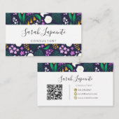 Nacht Maan Tuin Bloemen Botanisch Patroon Visitekaartje (Voorkant / Achterkant)