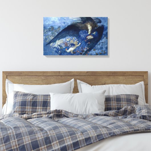 Nacht met haar Train of Stars (Angel met Cherubs) Canvas Afdruk (Insitu (Slaapkamer))