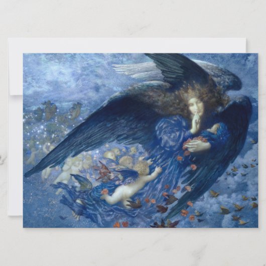 Nacht met haar Train of Stars (Angel met Cherubs) Kaart (Voorkant)